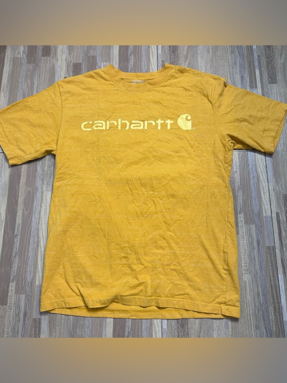 Carhartt Men's Mustard Logo Short-Sleeve Loose Fit Tee Size Medium